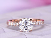 Round Moissanite Engagement Ring With Accents