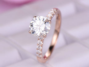 Round Moissanite Engagement Ring With Accents