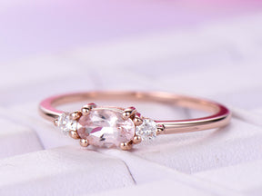 Reserved for Miko Dainty Oval Morganite  Ring VS Side diamonds 18K Rose Gold 4x6mm