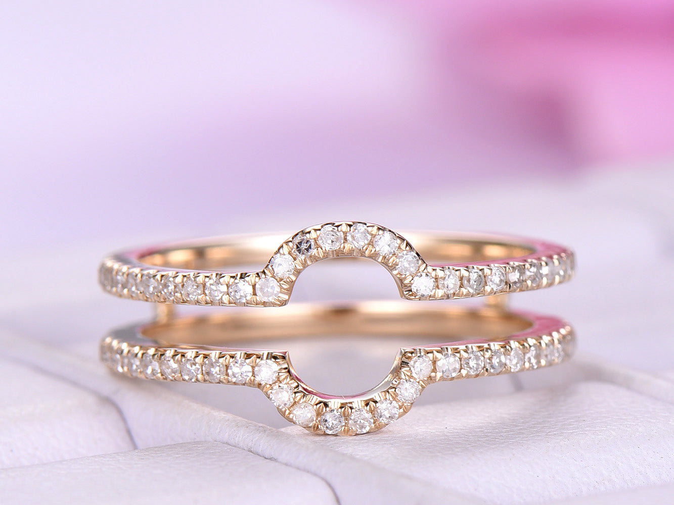 Reserved for umberger Custom Diamond Forever-Together Wedding Ring Guard 14k White Gold