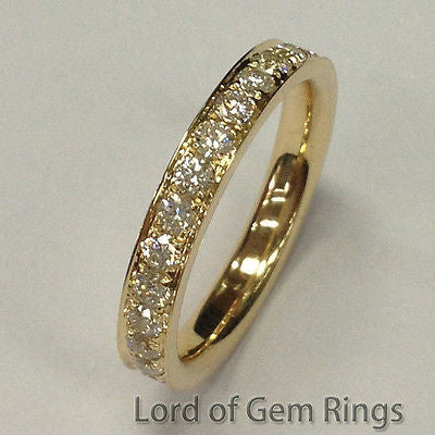 Moissanite Wedding Band Eternity Anniversary Ring 14k Yellow Gold - Lord of Gem Rings - 3