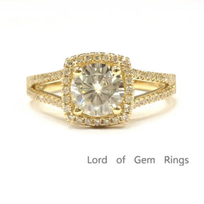 Reserved for robjobu74 Round Forever Brilliant Moissanite Engagement Ring Pave Diamond Wedding 14K White Gold - Lord of Gem Rings - 3