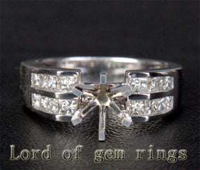 VS/H Princess Diamond Engagement Semi Mount Ring 14K White Gold Setting Round 6.3-6.7mm - Lord of Gem Rings - 1