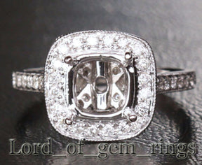 Reserved for elpadro86 Custom Diamond Engagement Milgrain Semi Mount Ring for Cushion - Lord of Gem Rings - 1