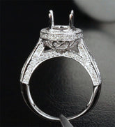 Diamond Engagement Semi Mount Ring 14K White Gold Setting Round 7mm - Lord of Gem Rings - 1