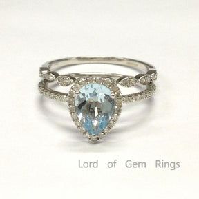 Reserved for Brandi Custom Diamond Engagement Ring Bridal Set Pave Diamonds Wedding 18K White Gold - Lord of Gem Rings - 1