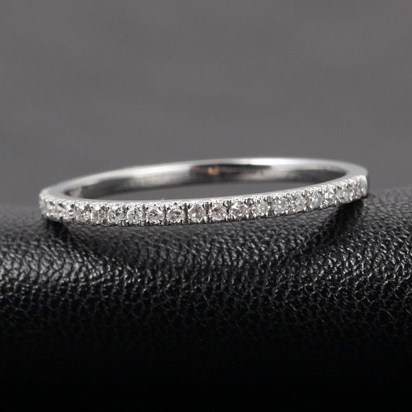 French V Pave Diamond Wedding Band Half Eternity Anniversary Ring 14K White Gold  H/SI - Lord of Gem Rings - 2