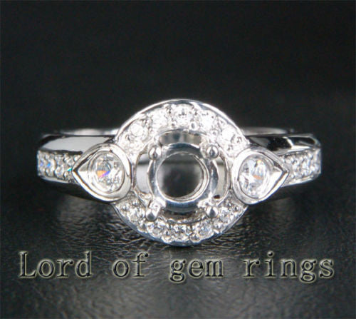 Unique 5mm Round Cut 14K White Gold .40ct SI Diamonds Semi Mount Engagement Ring - Lord of Gem Rings - 1