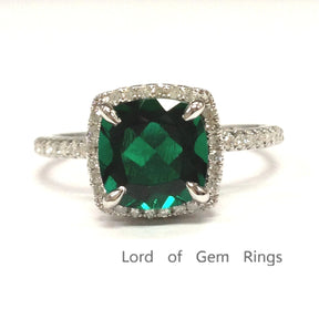 Reserved for Neil, exchange, Cushion Emerald Engagement Ring - Lord of Gem Rings - 1