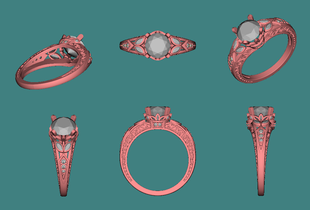 Reserved for Lisa - Custom Vintage Style Diamond Engagement Ring 14K Rose Gold