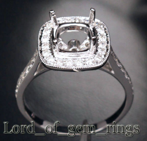 Reserved for chocdoxie, Diamond Engagement Semi Mount Ring 14K White Gold 10mm Roud - Lord of Gem Rings - 2