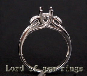 Diamond Engagement Semi Mount Ring 14K White Gold Round 5mm - Lord of Gem Rings - 2