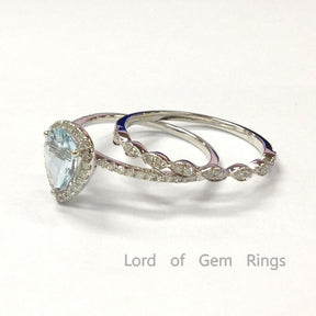 Reserved for Brandi Custom Diamond Engagement Ring Bridal Set Pave Diamonds Wedding 18K White Gold - Lord of Gem Rings - 2
