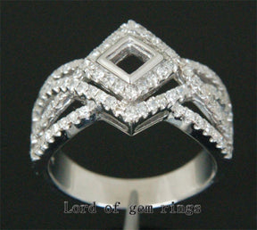 Diamond Engagement Semi Mount Ring 14K White Gold Setting Princess 3.5mm - Lord of Gem Rings - 2
