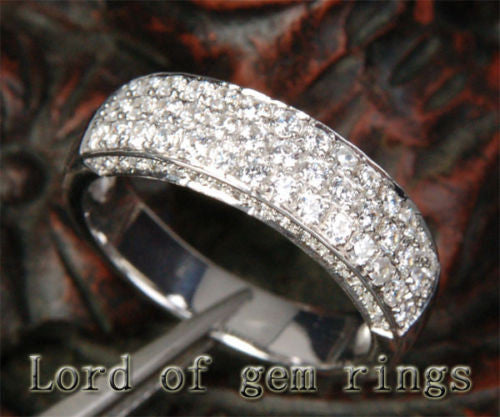 Diamond Wedding Band Half Eternity Anniversary Ring 14K White Gold 1.21ctw Gorgeous - Lord of Gem Rings - 2