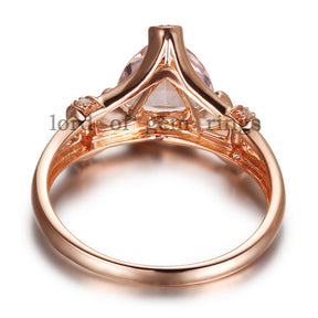 Trillion Morganite Engagement Ring Diamond 14K Rose Gold 8mm - Lord of Gem Rings - 2