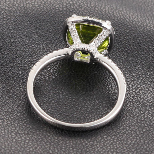 Reserved for Kim  Cushion Moissanite Engagement Ring Pave Diamond Wedding 14K White Gold - Lord of Gem Rings - 2