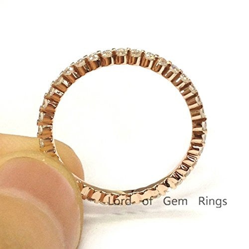 Moissanite Wedding Band Eternity Anniversary Ring 14K Rose Gold,Stable Design - Lord of Gem Rings - 2