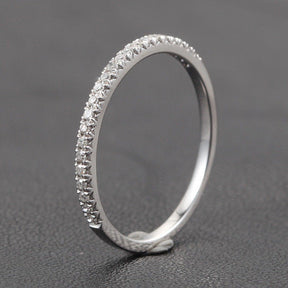 French V Pave Diamond Wedding Band Half Eternity Anniversary Ring 14K White Gold  H/SI - Lord of Gem Rings - 1