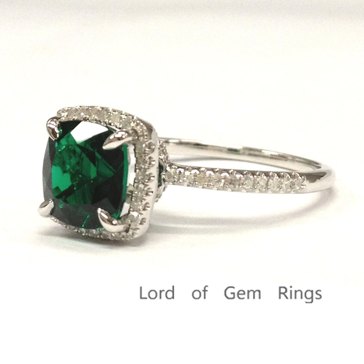 Reserved for Neil, exchange, Cushion Emerald Engagement Ring - Lord of Gem Rings - 2