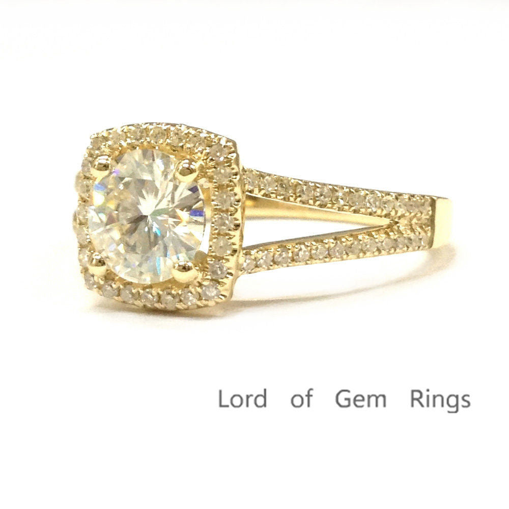 Reserved for robjobu74 Round Forever Brilliant Moissanite Engagement Ring Pave Diamond Wedding 14K White Gold - Lord of Gem Rings - 4