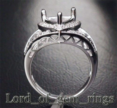 Diamond Engagement Semi Mount Ring 14K White Gold Setting Trillion 8mm - Lord of Gem Rings - 2