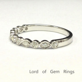 Reserved for Melissa, Moissanite Wedding Band Half Eternity Anniversary Ring 14K White Gold Art Deco - Lord of Gem Rings - 2