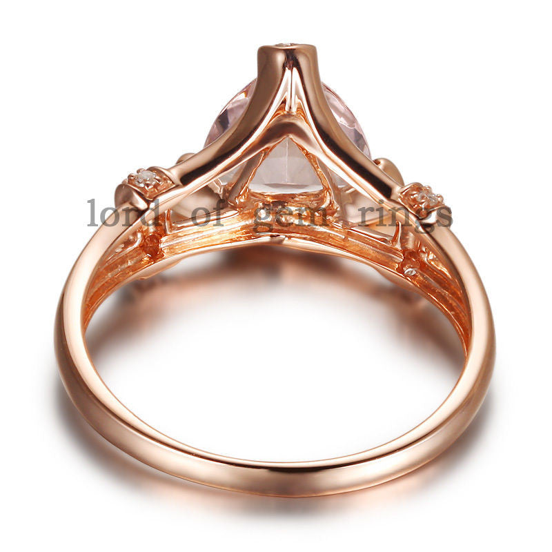 Reserved for sarah  Custom Trillion Diamond Engagement Ring Semi Mount 14K Rose Gold - Lord of Gem Rings - 2
