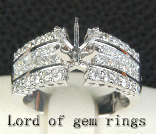 VS/H Diamond Engagement Semi Mount Ring 14K White Gold Round 6-6.5mm Invisible Set - Lord of Gem Rings - 2