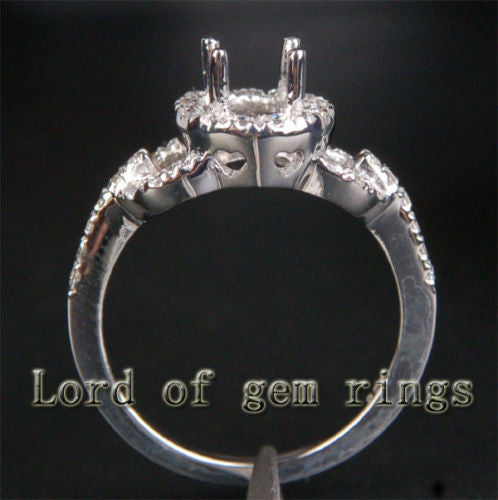 Diamond Engagement Semi Mount Ring 14K White Gold Setting Round 6mm - Lord of Gem Rings - 2