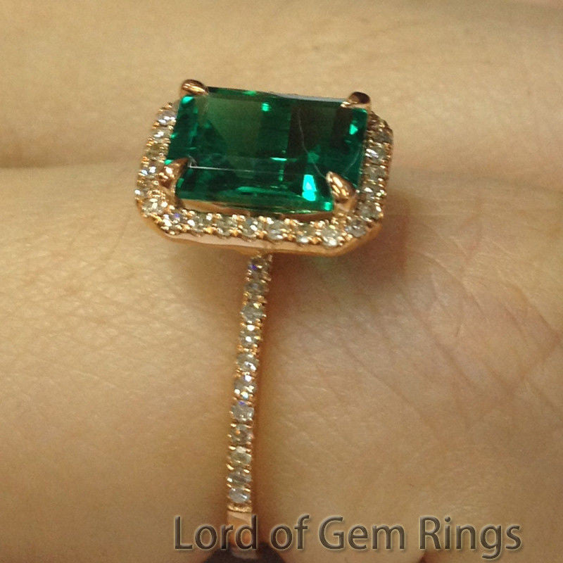 Reserved for  chidaw6, Custom Emerald Engagement Ring 14K White Gold - Lord of Gem Rings - 3