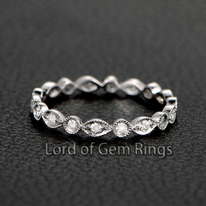 Reserved for  marmar-42tcvd, 1.5mm Moissanite Wedding Band Half Eternity - Lord of Gem Rings - 4
