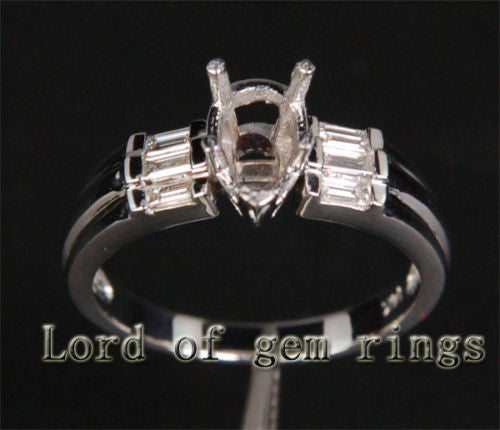 VS Diamond Engagement Semi Mount Ring 14K White Gold Setting Pear 6x8mm - Lord of Gem Rings - 3