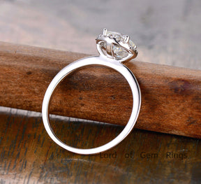 Round Moissanite Engagement Ring Pave Diamond Wedding 14K White Gold 6.5mm - Lord of Gem Rings - 4