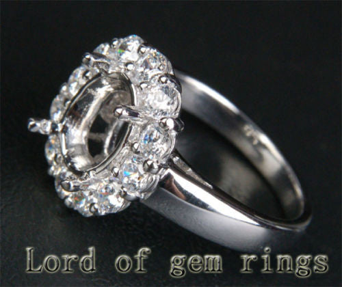 VS Diamond Engagement Semi Mount Ring 14K White Gold Setting Oval 7x9mm - Lord of Gem Rings - 3