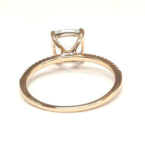 Cushion Aquamarine Engagement Ring Pave Diamond Wedding 14K Rose Gold,8mm - Lord of Gem Rings - 3