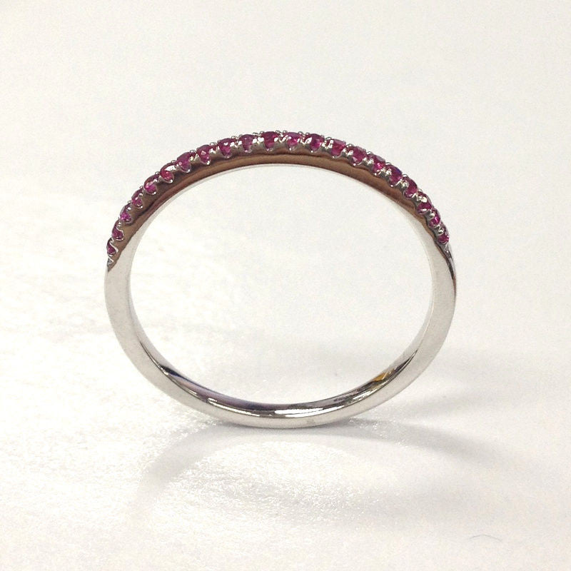Reserved for Brad French Pave Ruby Wedding Band Eternity Ring 14K Rose Gold - Lord of Gem Rings - 3