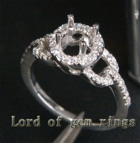 Diamond Engagement Semi Mount Ring 14K White Gold Setting Round 6mm - Lord of Gem Rings - 3