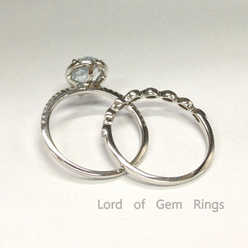 Reserved for Brandi Custom Diamond Engagement Ring Bridal Set Pave Diamonds Wedding 18K White Gold - Lord of Gem Rings - 3