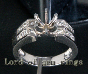 VS/H Princess Diamond Engagement Semi Mount Ring 14K White Gold Setting Round 6.3-6.7mm - Lord of Gem Rings - 3