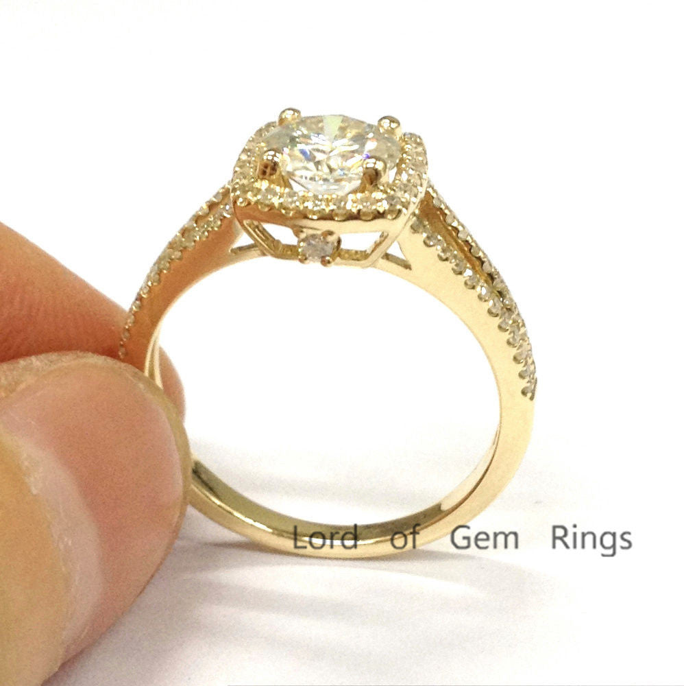 Reserved for robjobu74 Round Forever Brilliant Moissanite Engagement Ring Pave Diamond Wedding 14K White Gold - Lord of Gem Rings - 5