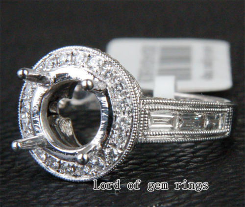 VS Diamond Engagement Semi Mount Ring 14K White Gold Setting Round 8-9mm - Lord of Gem Rings - 3