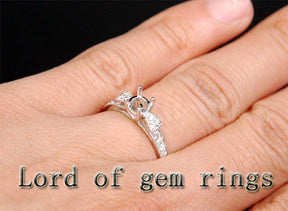Diamond Engagement Semi Mount Ring 14K White Gold Round 5mm - Lord of Gem Rings - 3