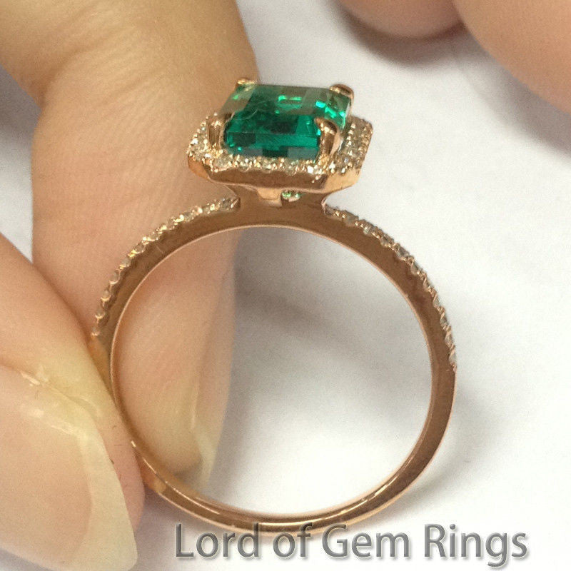 Reserved for  chidaw6, Custom Emerald Engagement Ring 14K White Gold - Lord of Gem Rings - 4