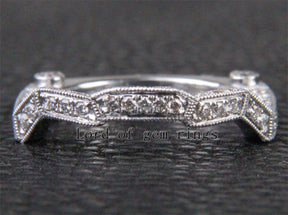 Round Cut Semi Mount 18K White Gold 2.52CTW Diamonds Antique Wedding Ring Sets 6#