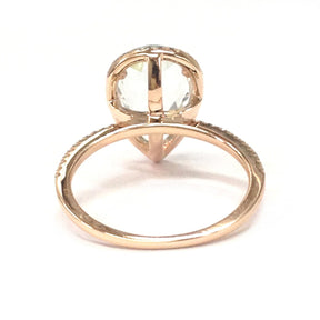 Pear Aquamarine Engagement Ring Pave Diamonds Wedding 14K Rose Gold,10x12mm - Lord of Gem Rings - 4