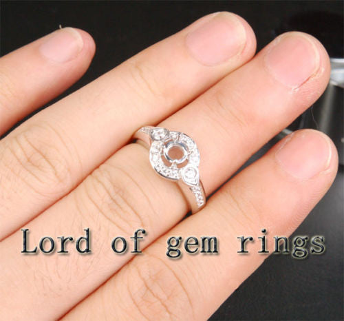 Unique 5mm Round Cut 14K White Gold .40ct SI Diamonds Semi Mount Engagement Ring - Lord of Gem Rings - 4