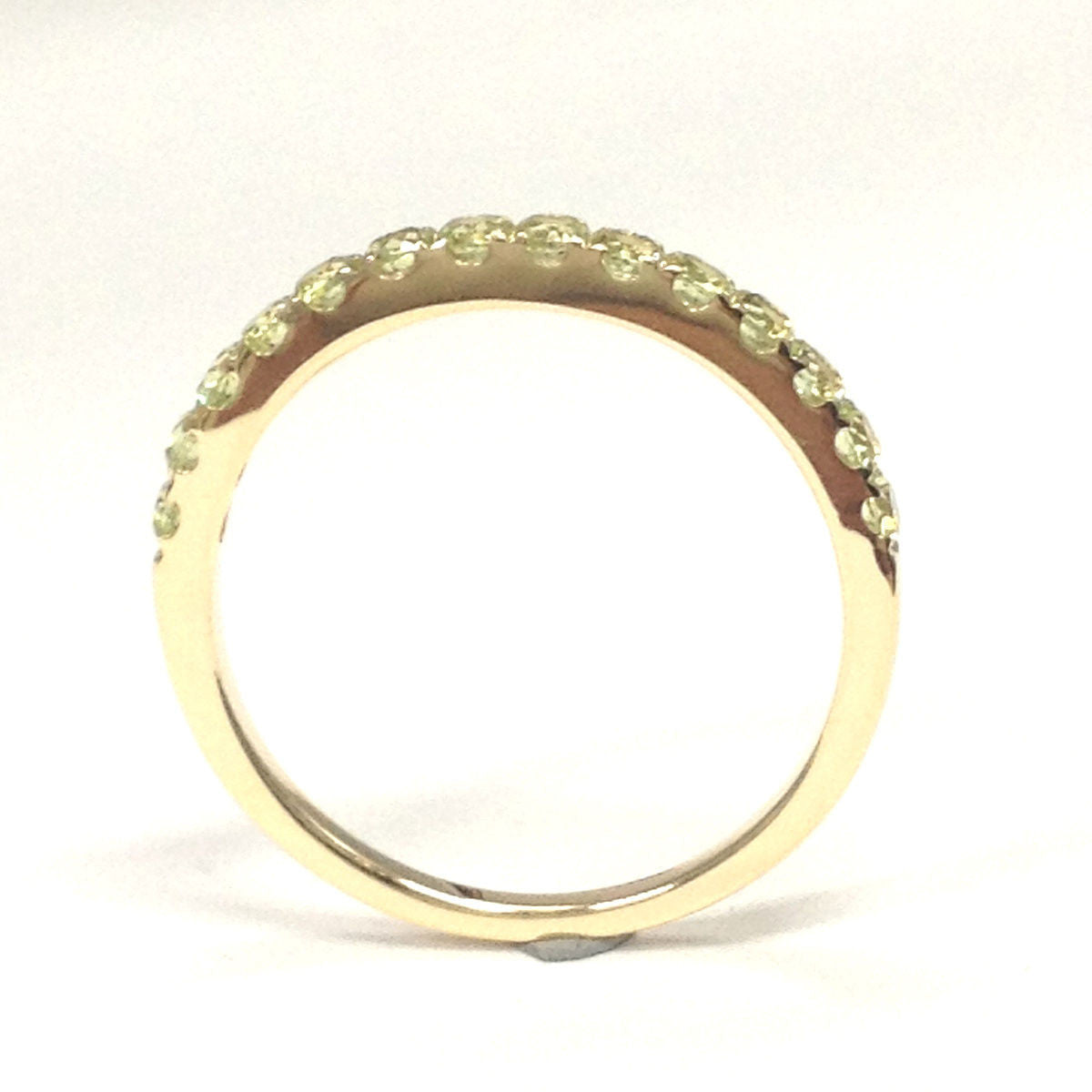 Peridot Wedding Band Half Eternity Anniversary Ring 14K Yellow Gold 2mm Round - Lord of Gem Rings - 4