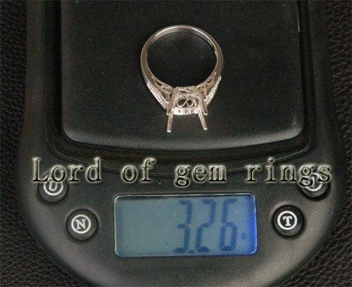 Diamond Engagement Semi Mount Ring 14K White Gold Setting Cushion 9x9mm Filigree - Lord of Gem Rings - 4