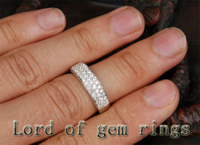 Diamond Wedding Band Half Eternity Anniversary Ring 14K White Gold 1.21ctw Gorgeous - Lord of Gem Rings - 4